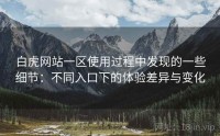 白虎网站一区使用过程中发现的一些细节：不同入口下的体验差异与变化