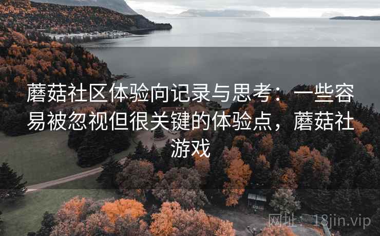 蘑菇社区体验向记录与思考：一些容易被忽视但很关键的体验点，蘑菇社游戏