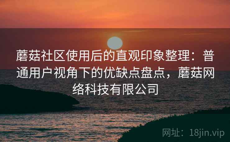 蘑菇社区使用后的直观印象整理：普通用户视角下的优缺点盘点，蘑菇网络科技有限公司